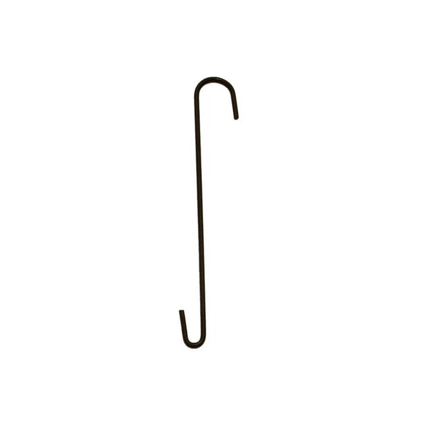 300mm x 6mm steel, S-shaped hook, black powder coated. For hanging pots to eyelets, hooks or rails.