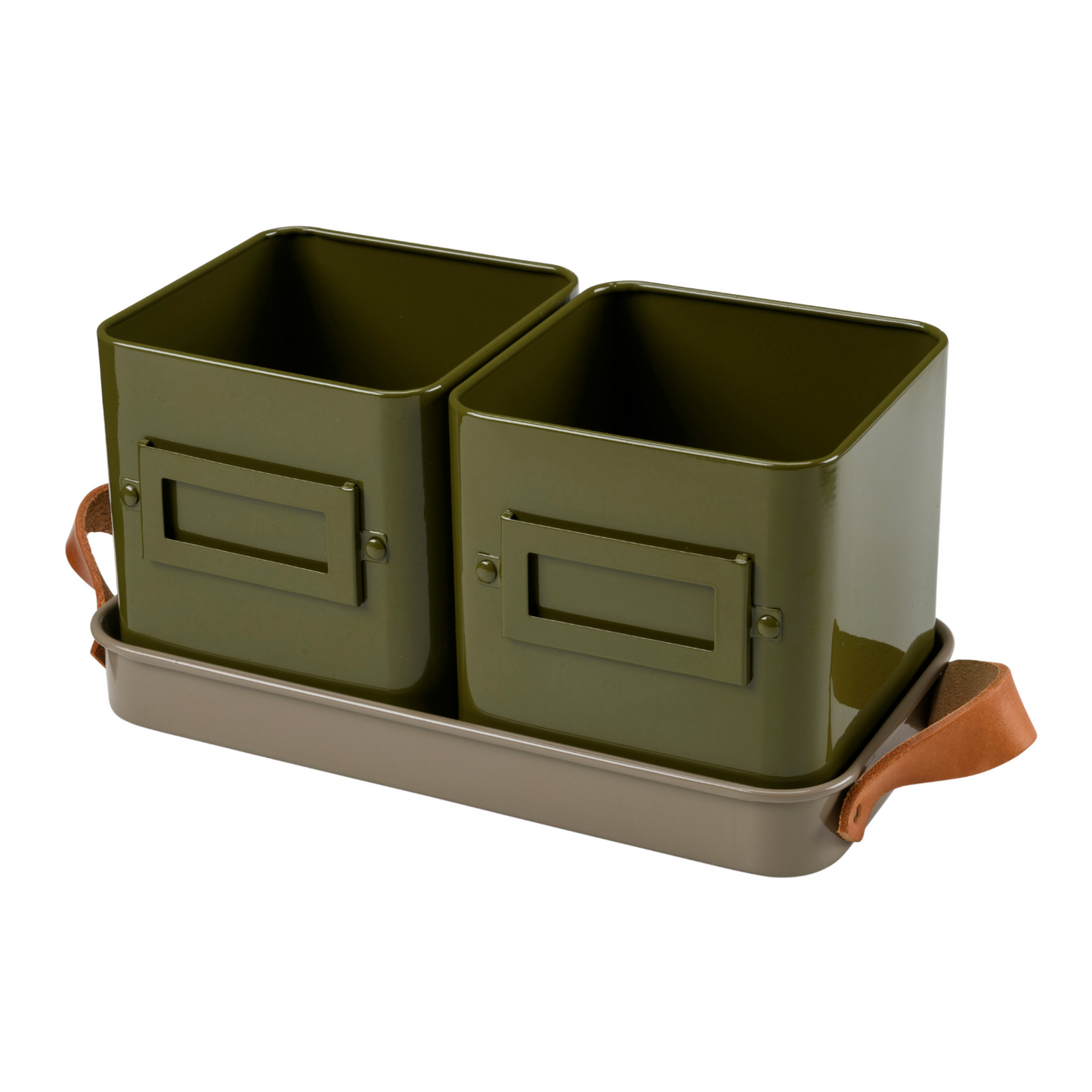 Burgon & Ball Herb Pots in Tray, Olive with Mushroom Tray