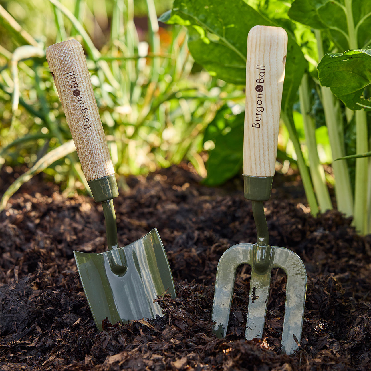 Burgon & Ball RHS BoronGreen Hand Trowel & Garden Fork