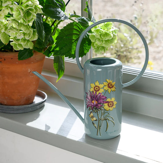 Burgon & Ball RHS Gifts for Gardeners 'Asteraceae' Metal Indoor Watering Can