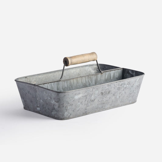 Metal Garden Caddy with Wooden Handle