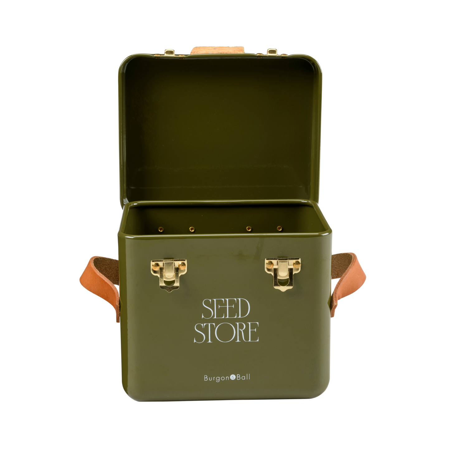 Burgon & Ball Mini Seed Packet Store, Olive Green - Open