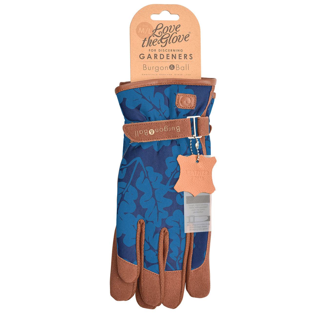 Burgon & Ball 'Love the Glove' Oak Leaf Navy Blue Gardening Gloves