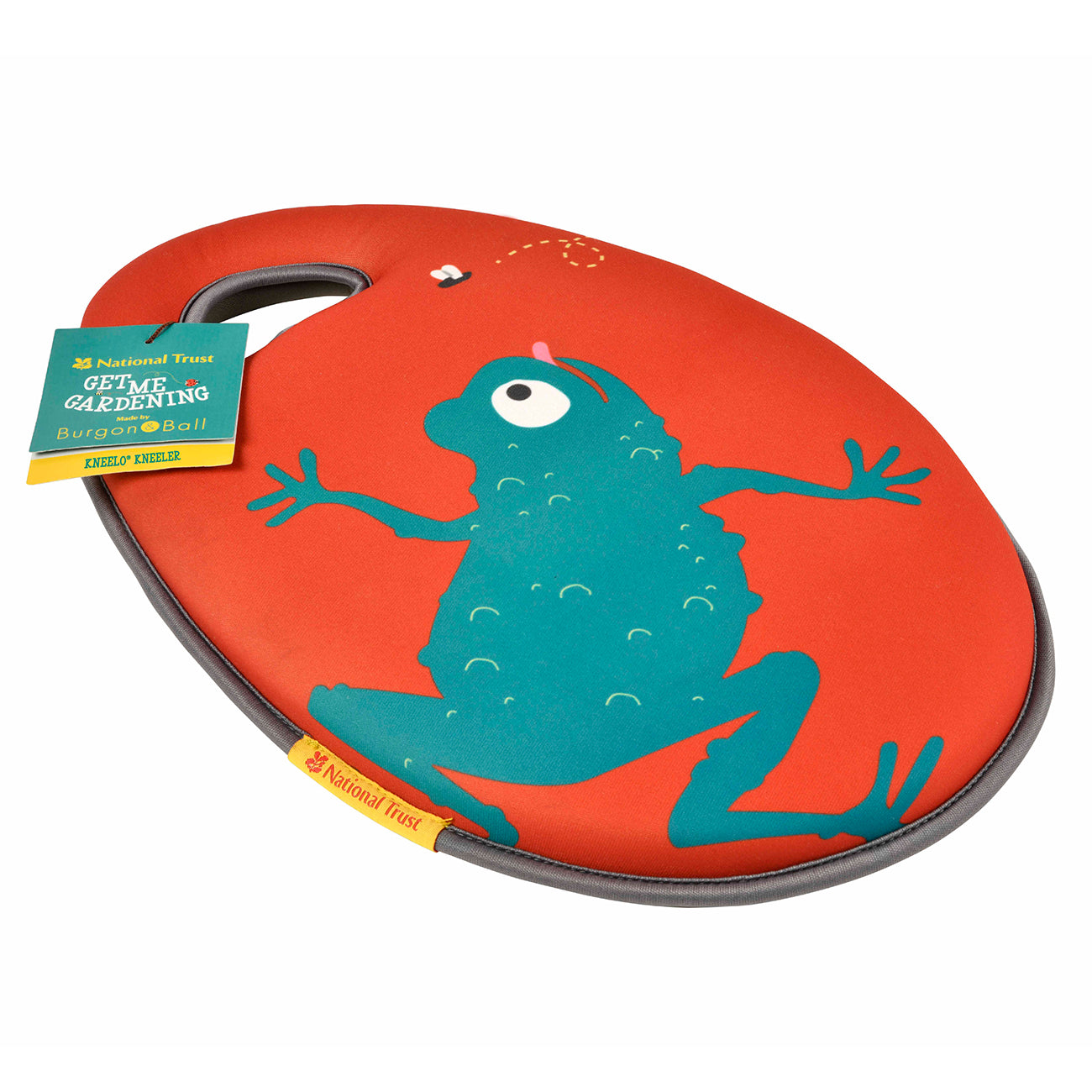 Burgon & Ball National Trust Children's Frog Kneelo® Garden Kneeler with 'Get Me Gardening' tag.