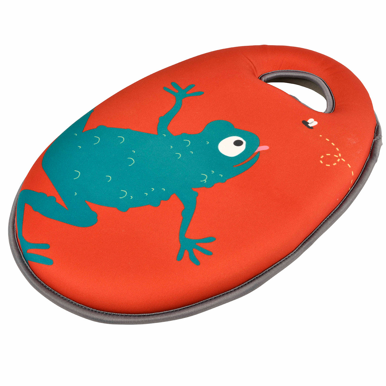 Children's garden kneeler with colourful frog design.