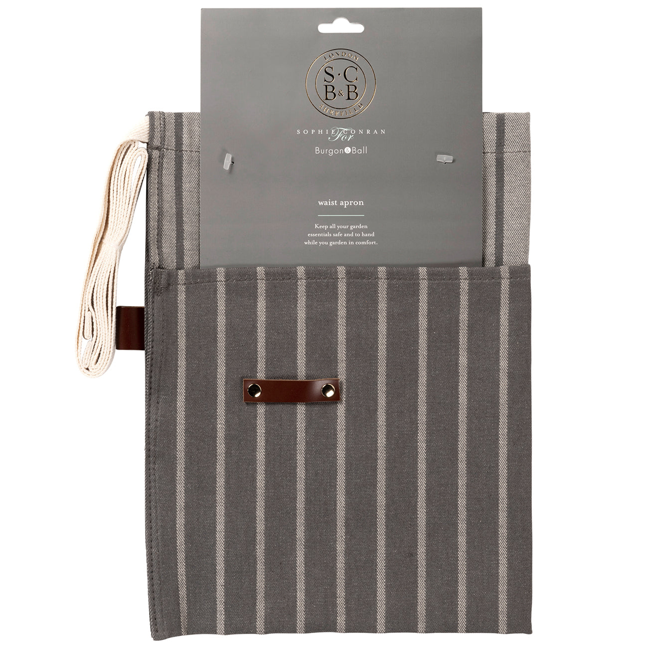 Sophie Conran Cotton Waist Apron, Grey Stripe