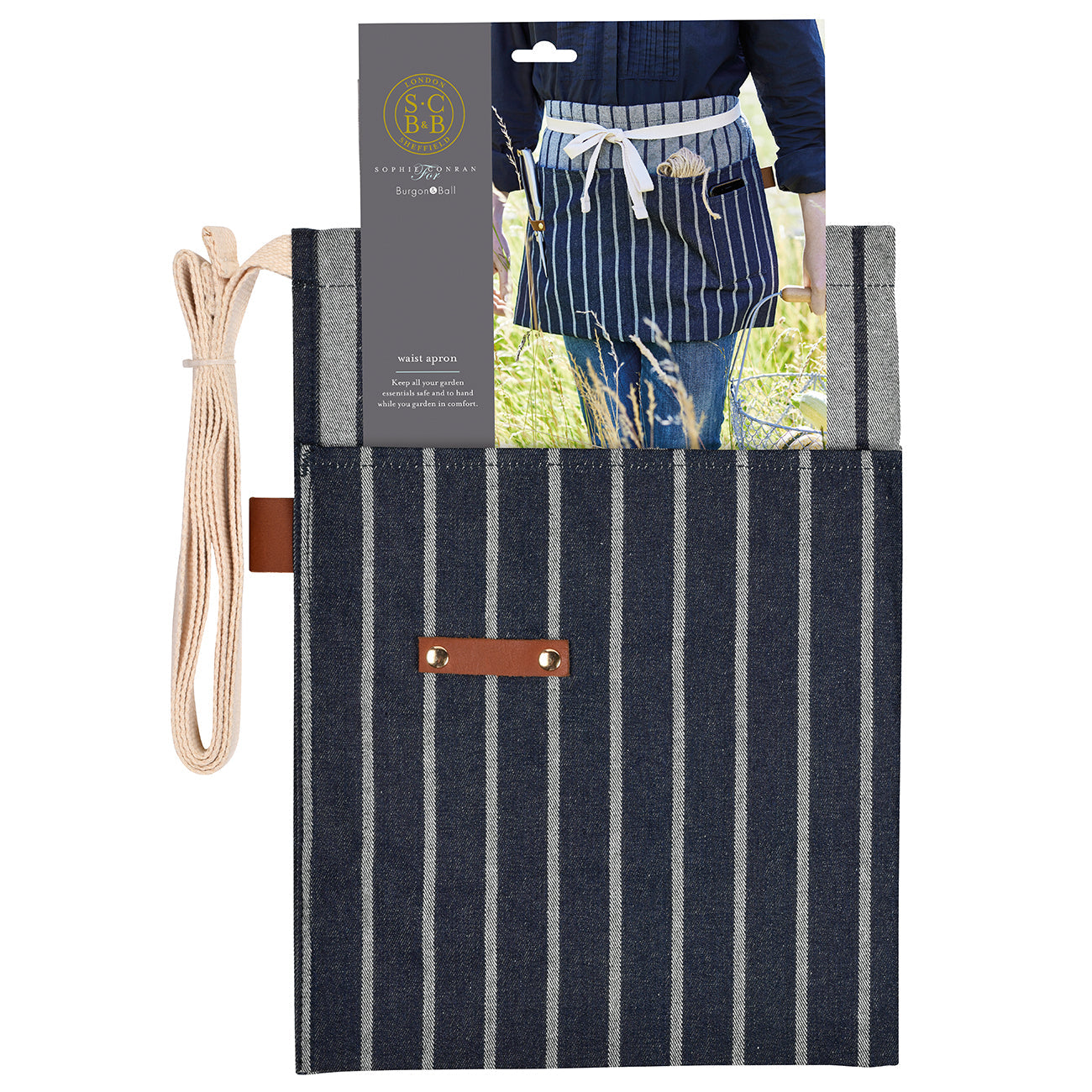 Sophie Conran Cotton Waist Apron, Blue Stripe