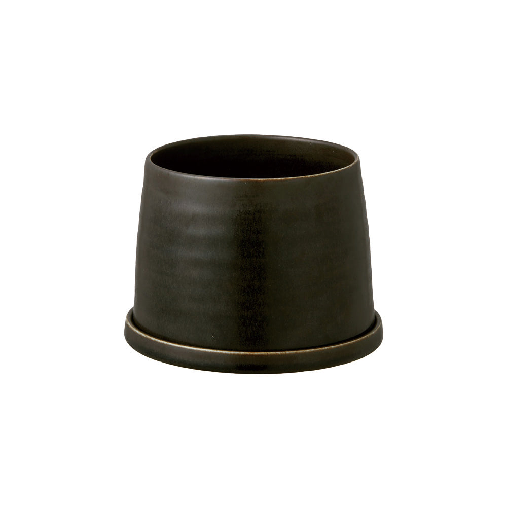 Kinto Japan Vintage Plant Pot 192 with Saucer, Black