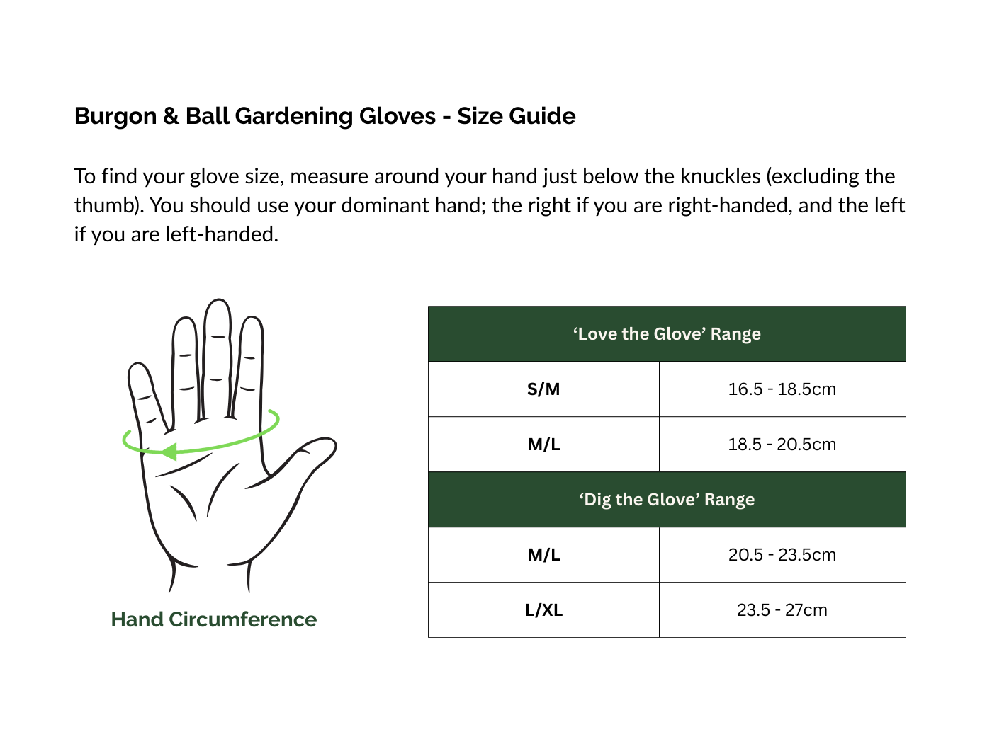 gardening glove size chart Burgon & Ball 'Love the Glove' Women's Gardening Gloves, Oak Leaf Poppy –  Backyard Botanist