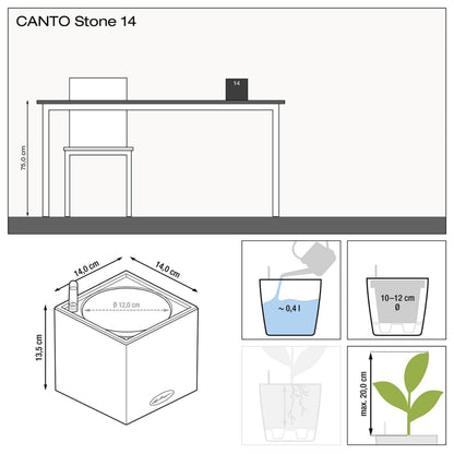 Lechuza CANTO Stone 14 Planter Dimensions