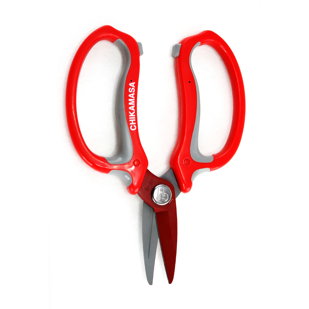 Chikamasa Japanese Flower Shears Open, Red