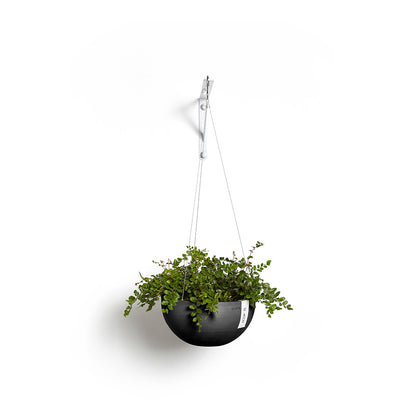 Ecopots Recycled Hanging Pot Dark Grey with Plant