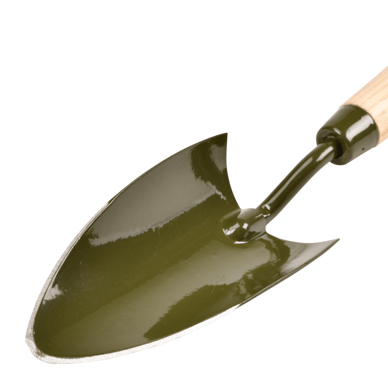 Burgon & Ball RHS BoronGreen Hand Trowel Handle Blade Close Up
