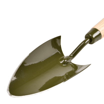 Burgon & Ball RHS BoronGreen Hand Trowel Handle Blade Close Up