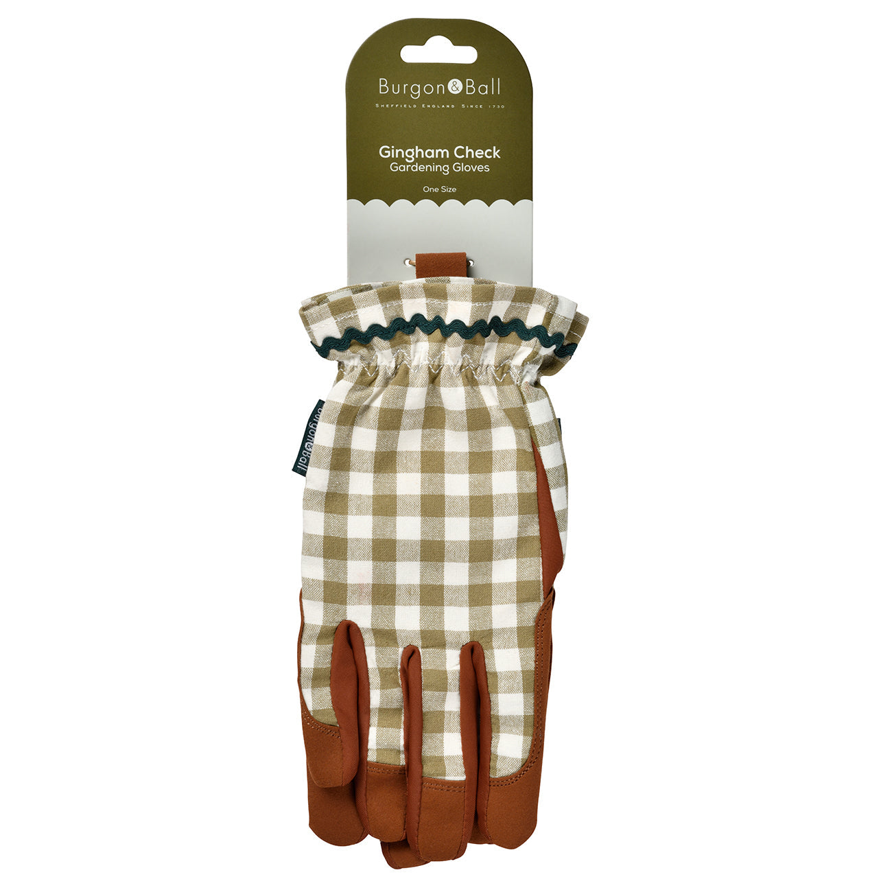 Burgon & Ball 'Collector' Women's Gardening Gloves, Olive Gingham Check