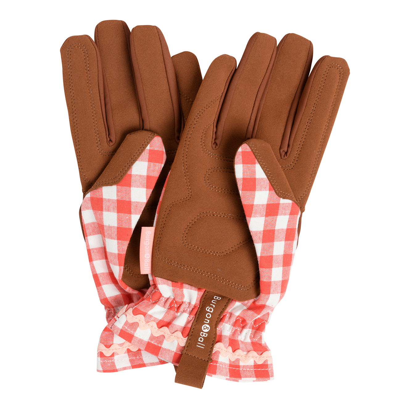 Palms of Burgon & Ball Red Check Gardening Gloves