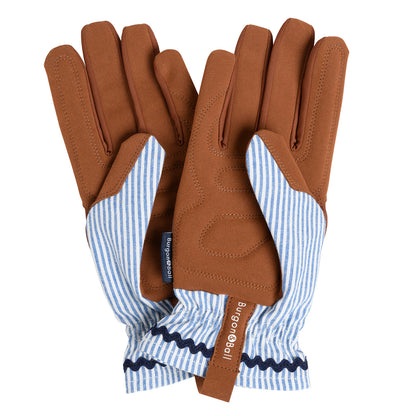 Palms of Burgon & Ball Blue Striped Gardening Gloves