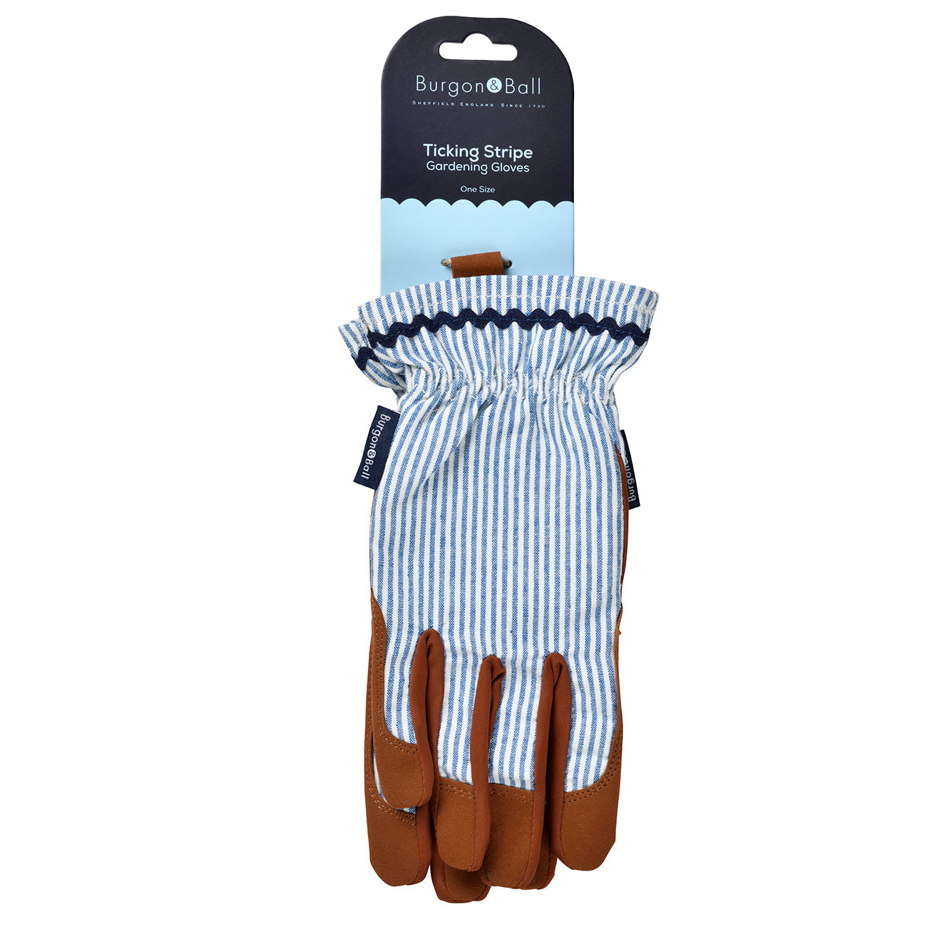 Blue Ticking Stripe Gardening Gloves