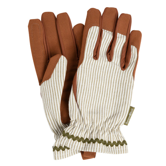 Burgon & Ball 'Collector' Women's Gardening Gloves, Olive Stripe