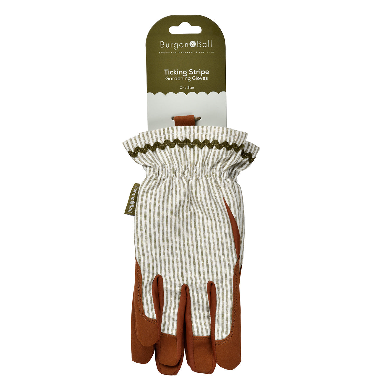 Burgon & Ball 'Collector' Women's Gardening Gloves, Olive Ticking Stripe