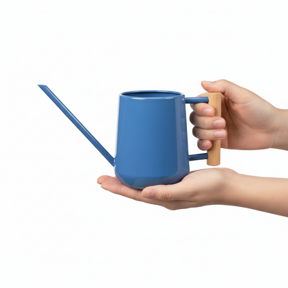 Burgon & Ball Blue Indoor Watering Can with Hands for Scale