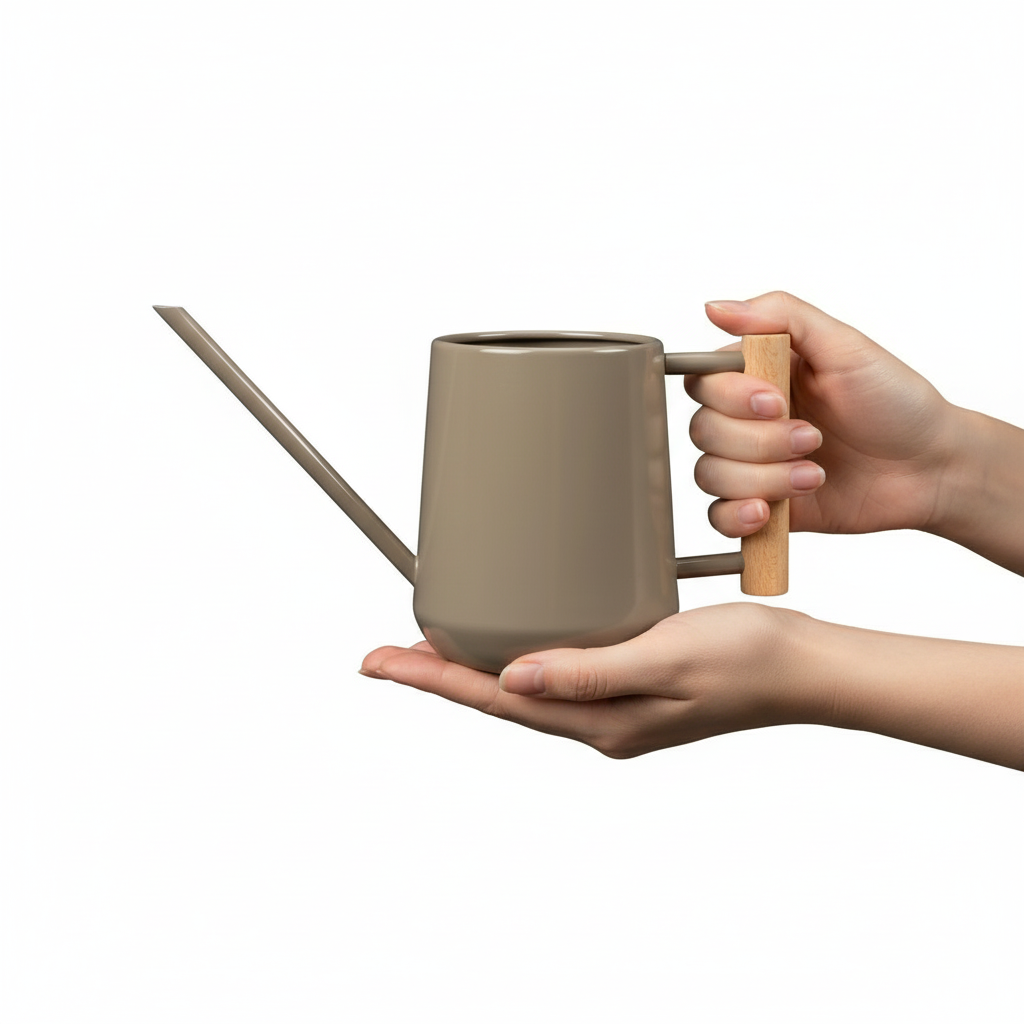 Burgon & Ball Brown Indoor Watering Can with Hands for Scale
