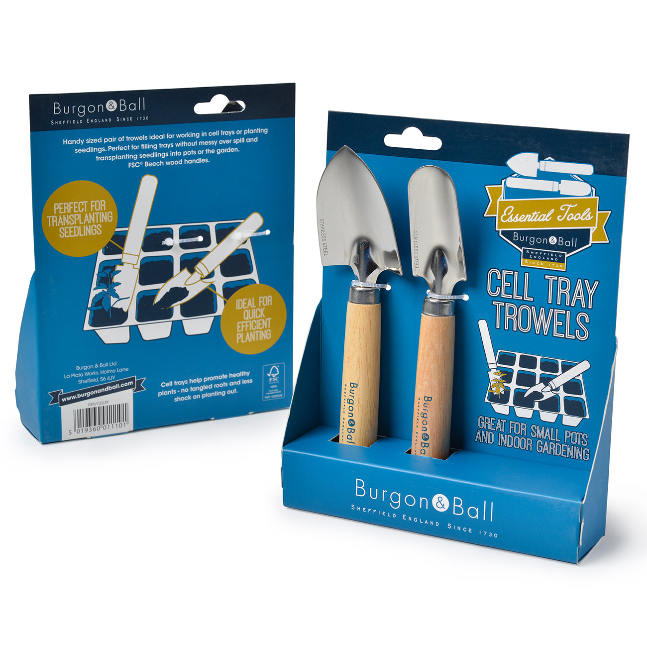 Burgon & Ball boxed cell tray trowels.