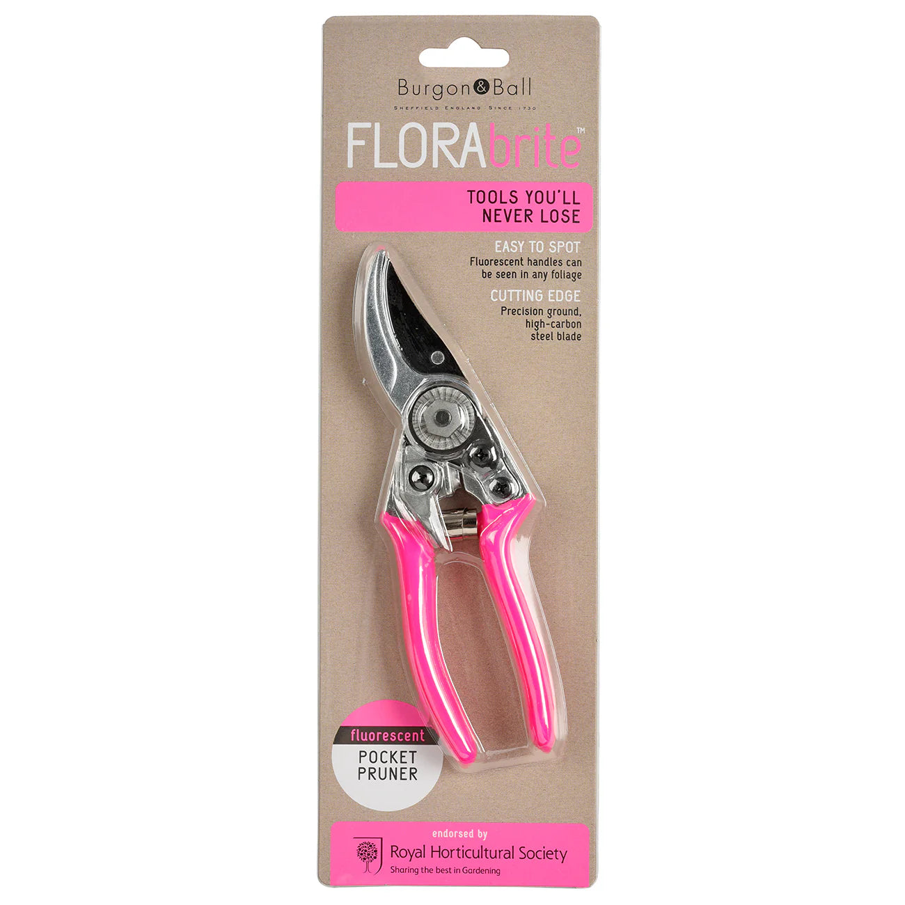 Burgon & Ball FloraBrite® Pink Pocket Pruner Packaging