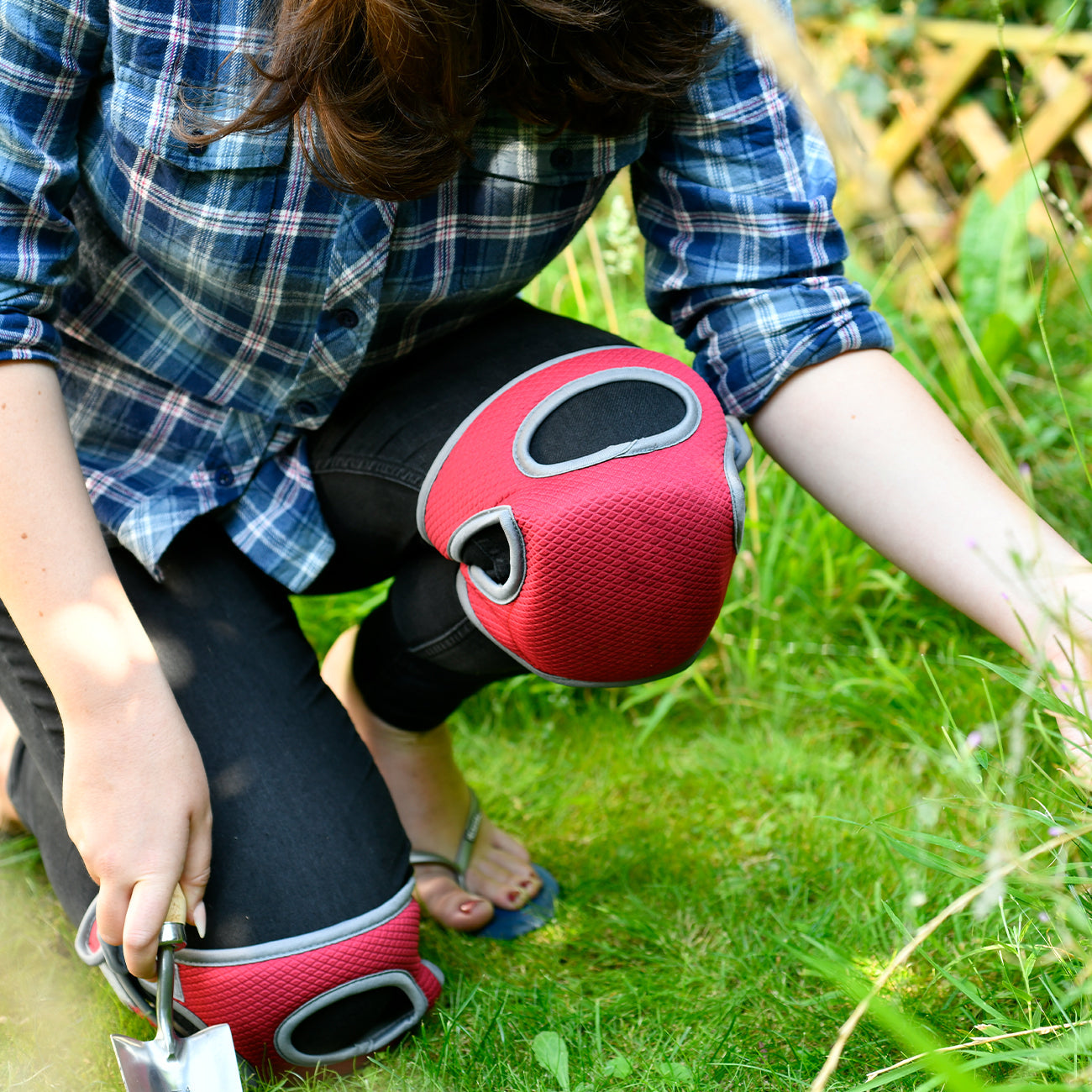 Gardening in Sangria Knee Pads