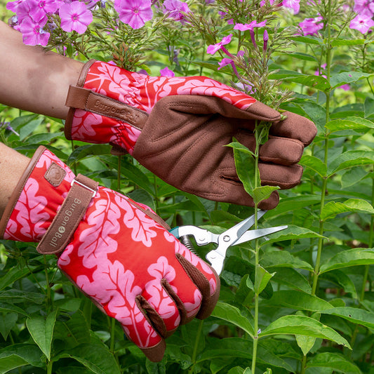 Oak Leaf Poppy Red Gardening Gloves