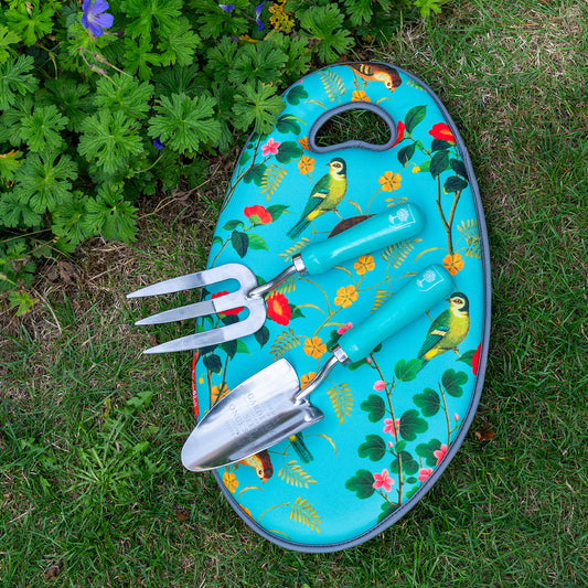 Burgon & Ball 'Flora & Fauna' Trowel & Fork Set on Garden Kneeler
