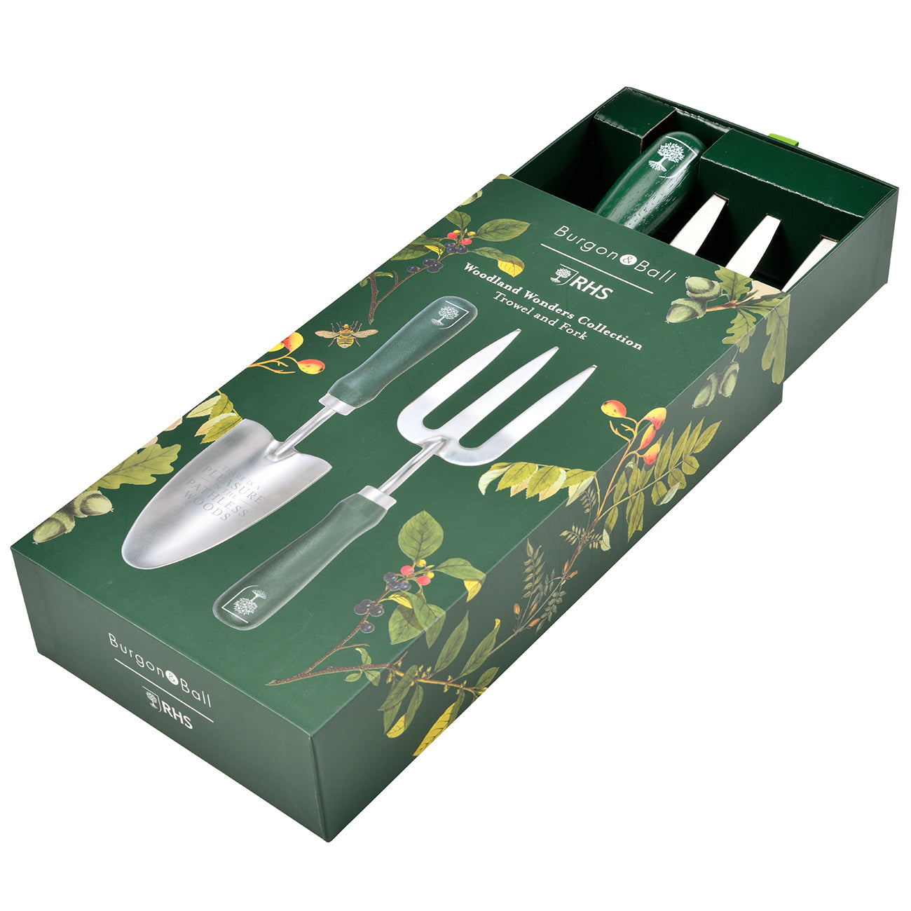 Burgon & Ball RHS 'Woodland Wonders' Trowel & Fork Set Pull-Out Gift Box