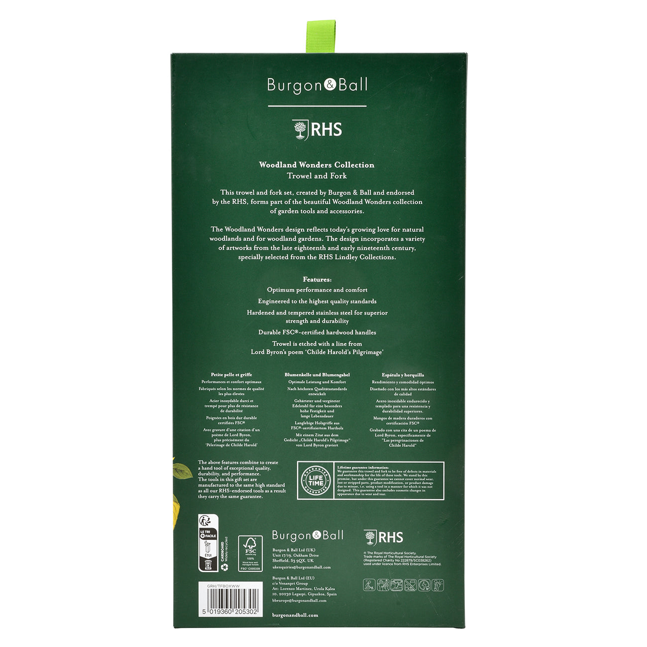 Burgon & Ball RHS 'Woodland Wonders' Trowel & Fork Set Information