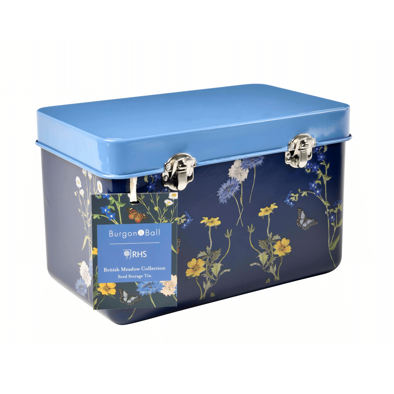 British Meadow Collection Patterned Seed Tin with Product Tag