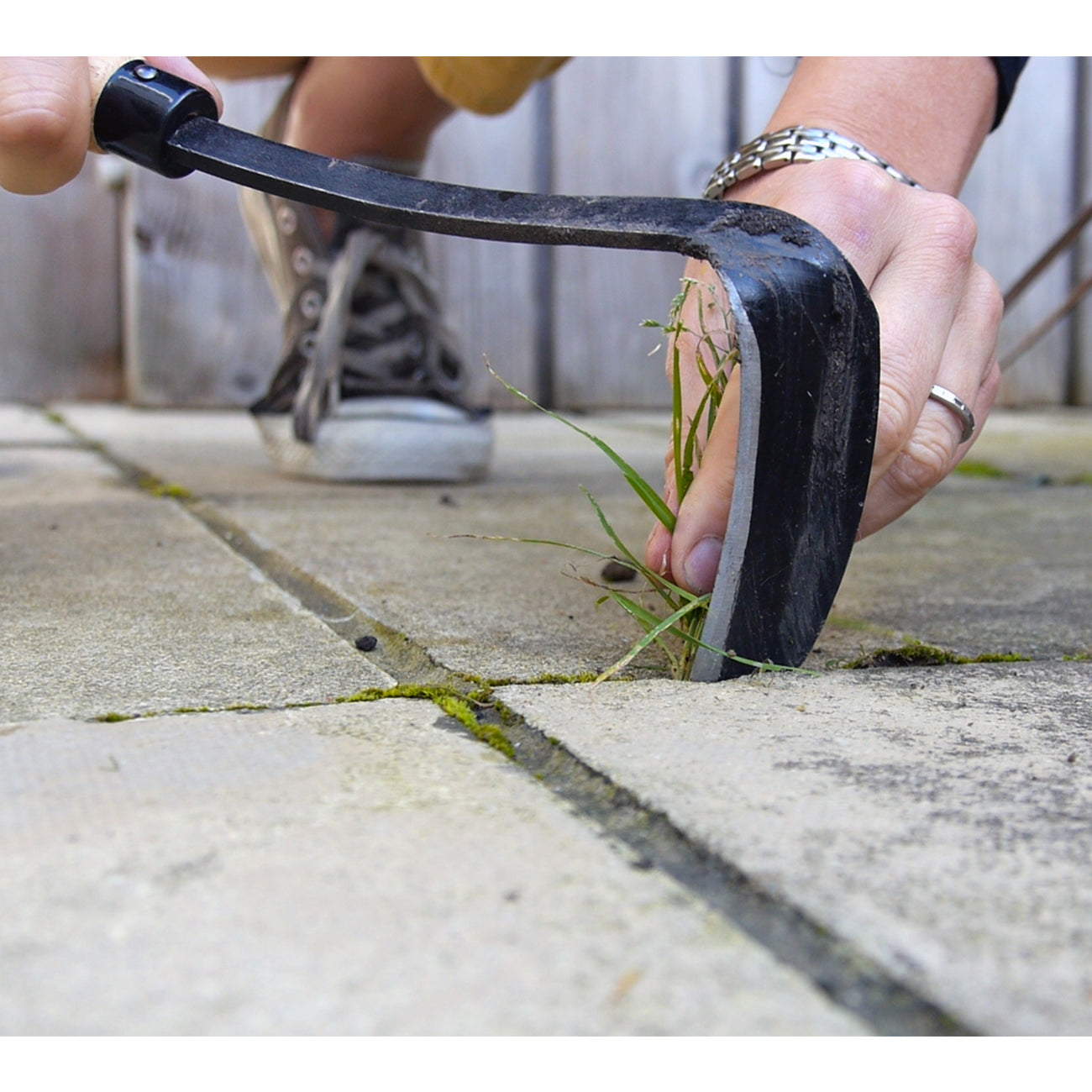 Patio Weeding with the Razor Hoe