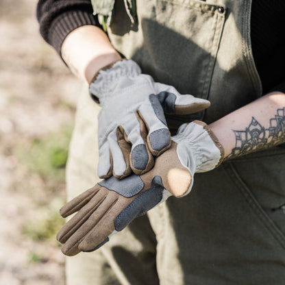 Gardener Wearing Barebones Leepa Heavy-Duty Gloves in Stone