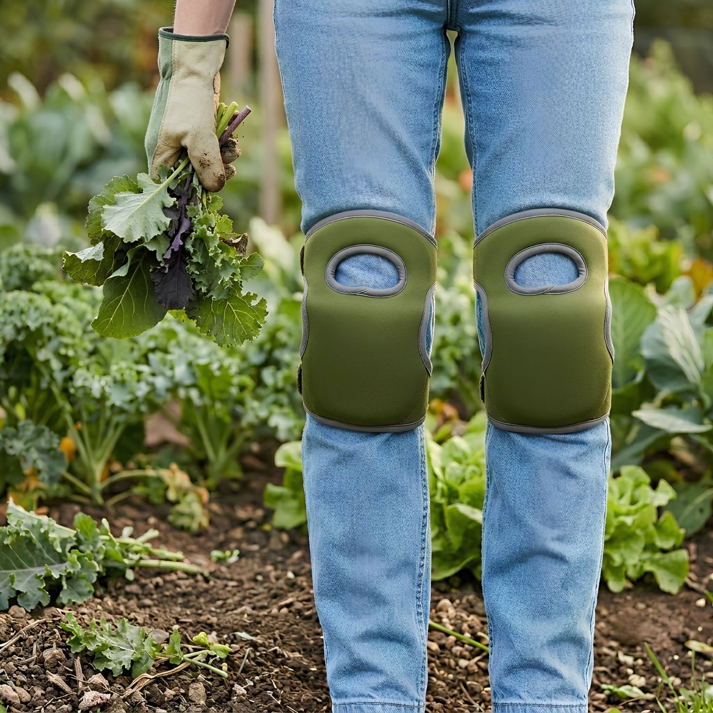 Gardener Wearing Green Garden Knee Pads