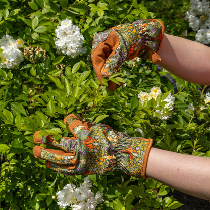 Gardening in Orange Grove Women's Gloves, William Morris Snakeshead Green