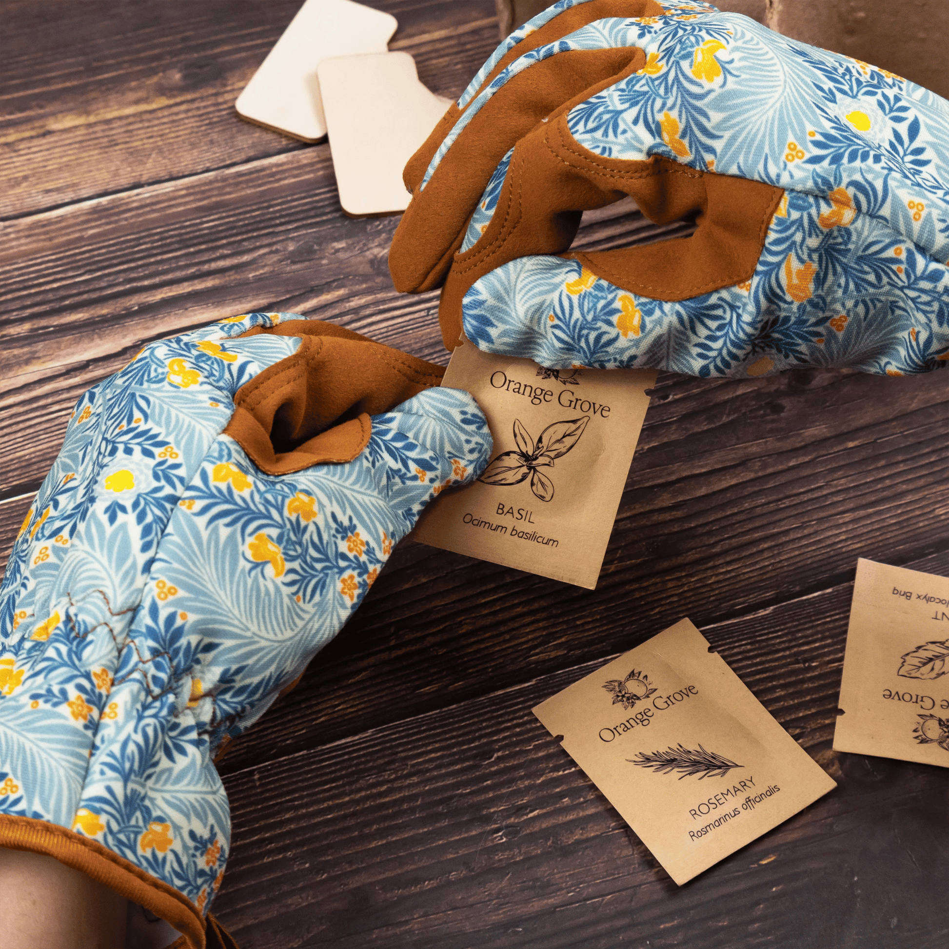 Gardening in Orange Grove Women's Gloves, William Morris Larkspur