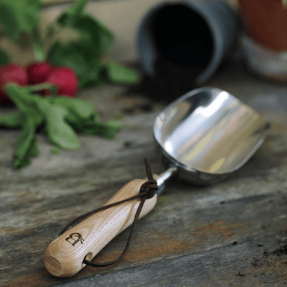 Compost Scoop with Engraved Backyard Botanist Logo on Handle