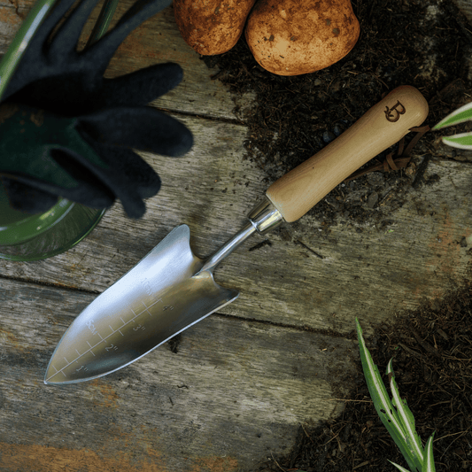 Garden Hand Transplanter on Potting Bench