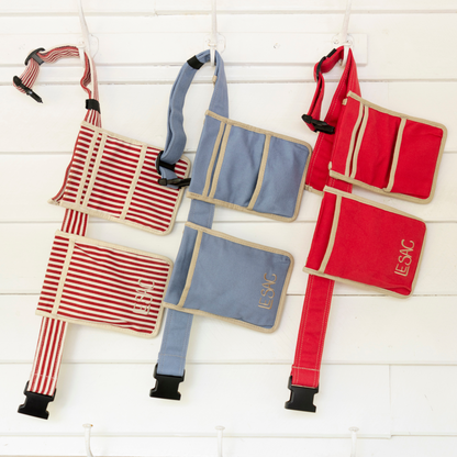 Le Sac Garden Tool Belt in Stripe. French Blue or Red