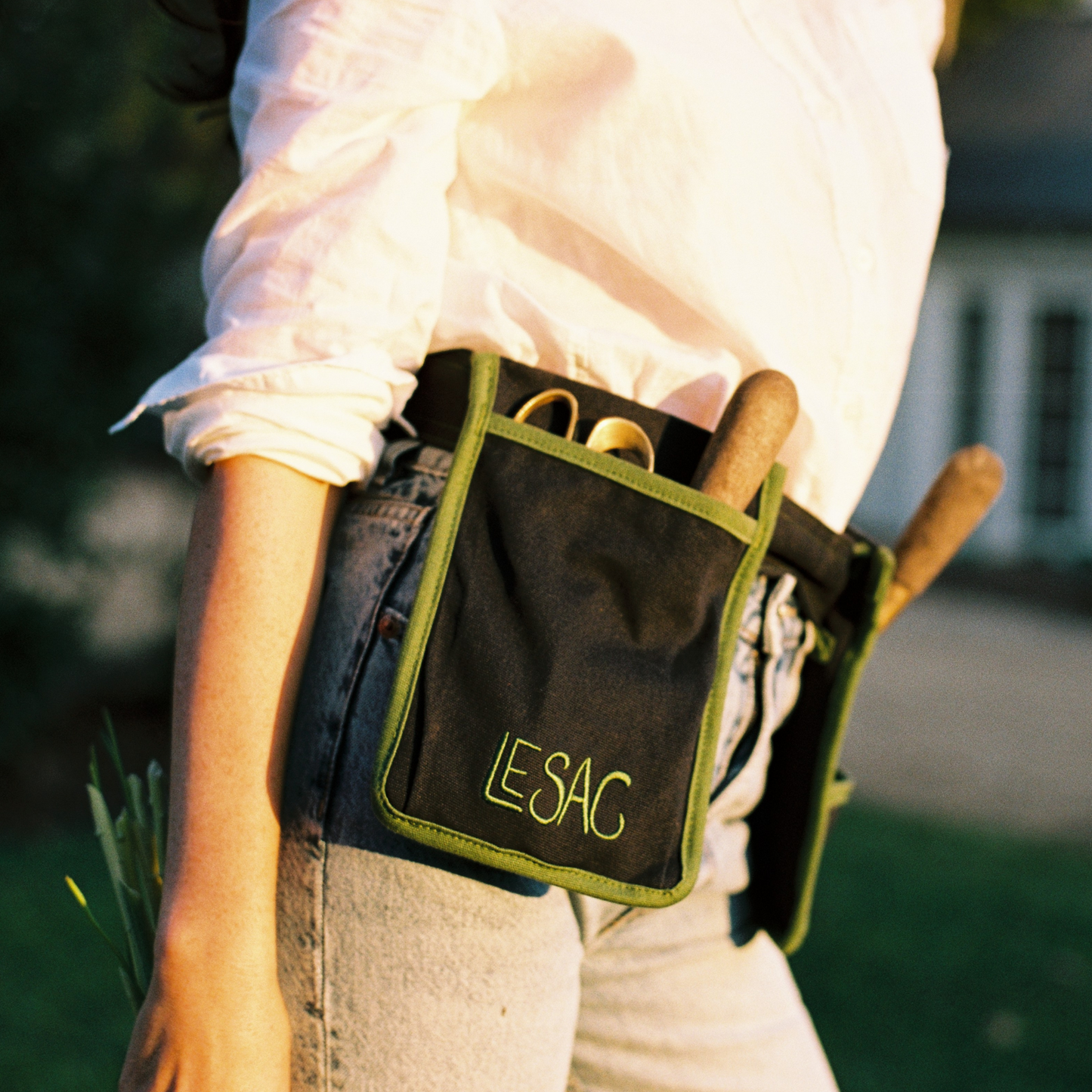 Le Sac Gardening Tool Belt, Navy w/ Green