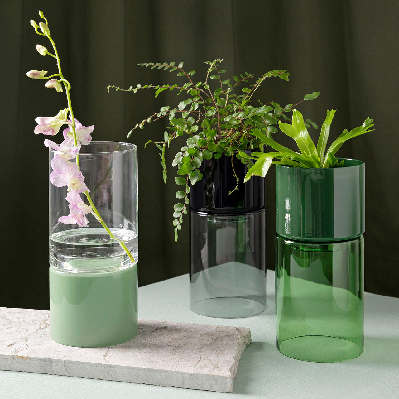 Trio of Tall Glass Flip Planters from Studio Milligram