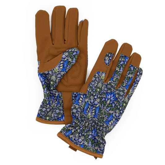 Orange Grove Women's Gardening Gloves, William Morris Snakeshead Blue