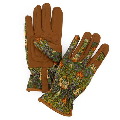 Orange Grove Women's Gardening Gloves, William Morris Snakeshead Green