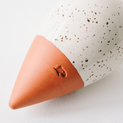 Pepin Logo on White Speckled Olla