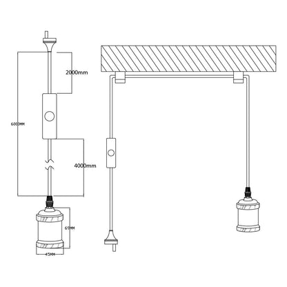 Plug-In Pendant for Lampshade Dimensions