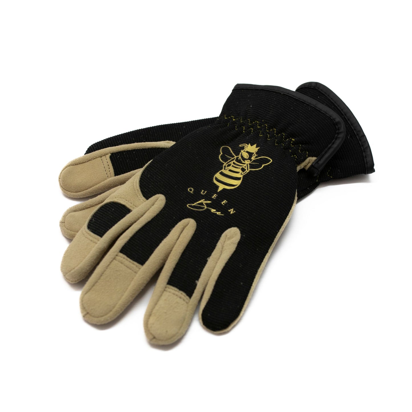 Queen Bee Logo on Gardening Gloves