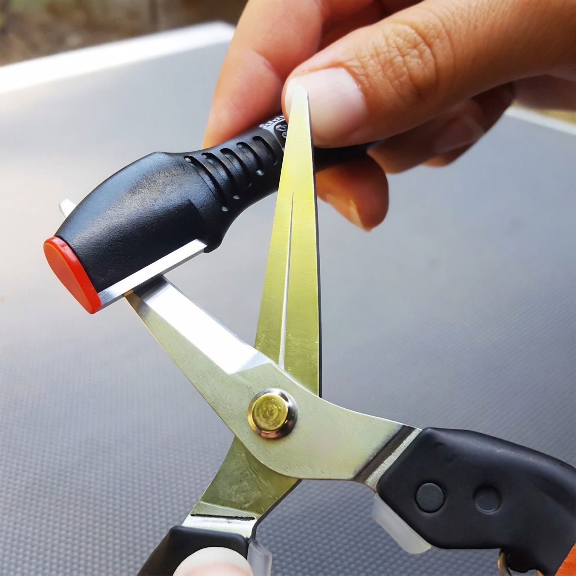 Sharpening Garden Snips with Ryset Multi-Sharpener